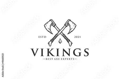 Viking Axes Logo Template photo