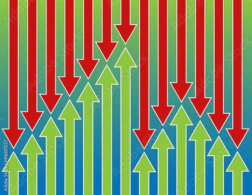 illustration with rise and fall arrows