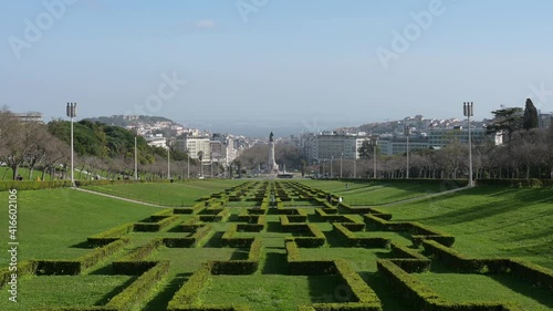 view of Lisbon Downtown Eduardo VII garden photo