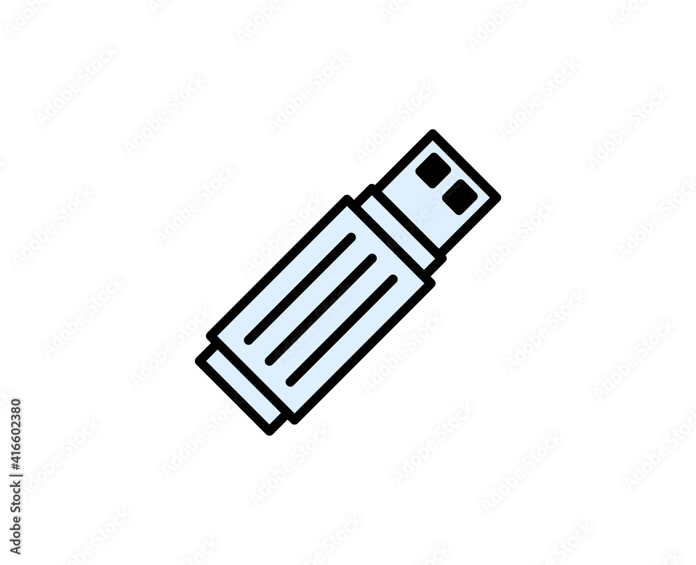 USB line icon. Vector symbol in trendy flat style on white background. Office sing for design. USB line icon. Vector symbol in trendy flat style on white background. Office sing for design.