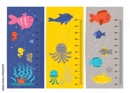 Kids height chart. Child height meter for kindergarten.