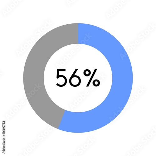 56 percent, circle percentage diagram on white background vector illustration.