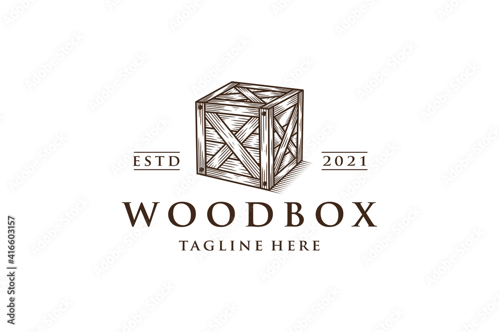 Fototapeta premium Wooden Box Logo Template