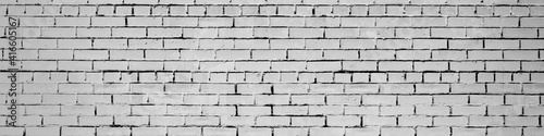 Valokuvatapetti Light grey brick wall background, old stone blocks brickwork surface texture, panoramic wide banner for design