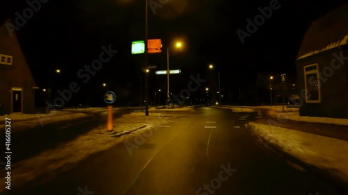 Wallpaper Mural Netherlands - 10 februari 2021, Hilversum: Night-time curfew during corona time POV driving through empty streets timelapse Torontodigital.ca