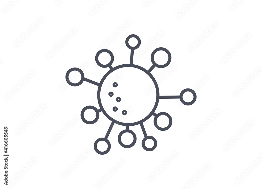 Black on white medical icon of a virus molecule structure for Covid-19 or the coronavirus pandemic, line drawn vector illustration isolated on white background Black on white medical icon of a virus molecule structure for Covid-19 or the coronavirus pandemic, line drawn vector illustration isolated on white background