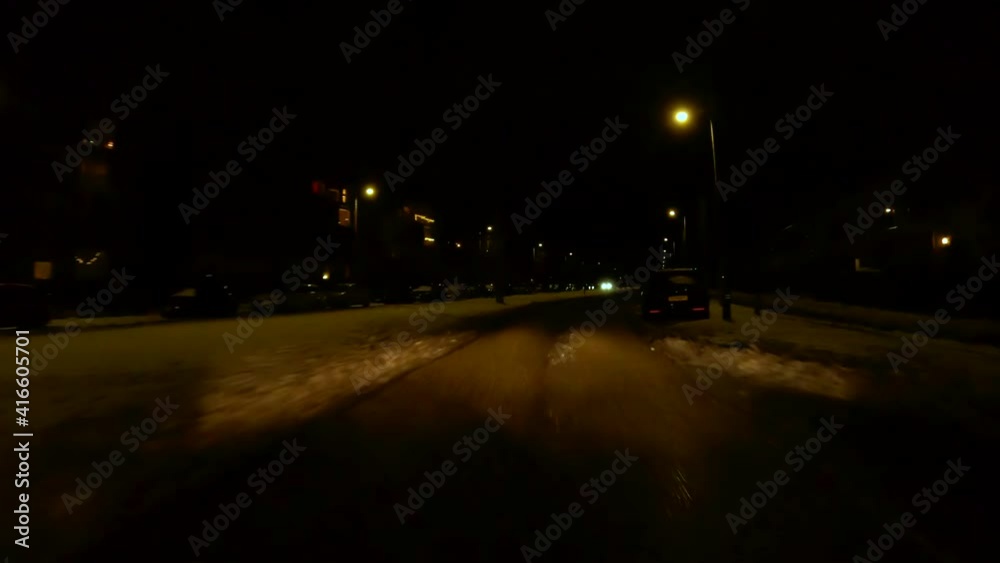 Netherlands - 10 februari 2021, Utrecht: Night-time curfew during corona time POV driving through empty streets timelapse Netherlands - 10 februari 2021, Utrecht: Night-time curfew during corona time POV driving through empty streets timelapse