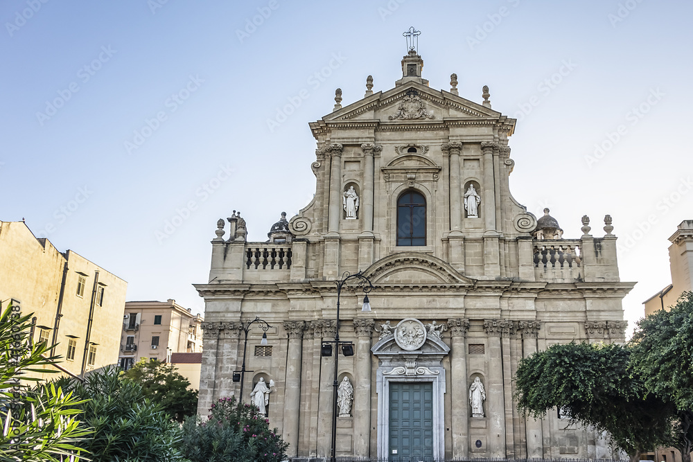 Baroque church of Saint Teresa (Chiesa di Santa Teresa alla Kalsa, 1700) in the quarter of the Kalsa, within the historic centre of Palermo. Palermo, Sicily, Italy.