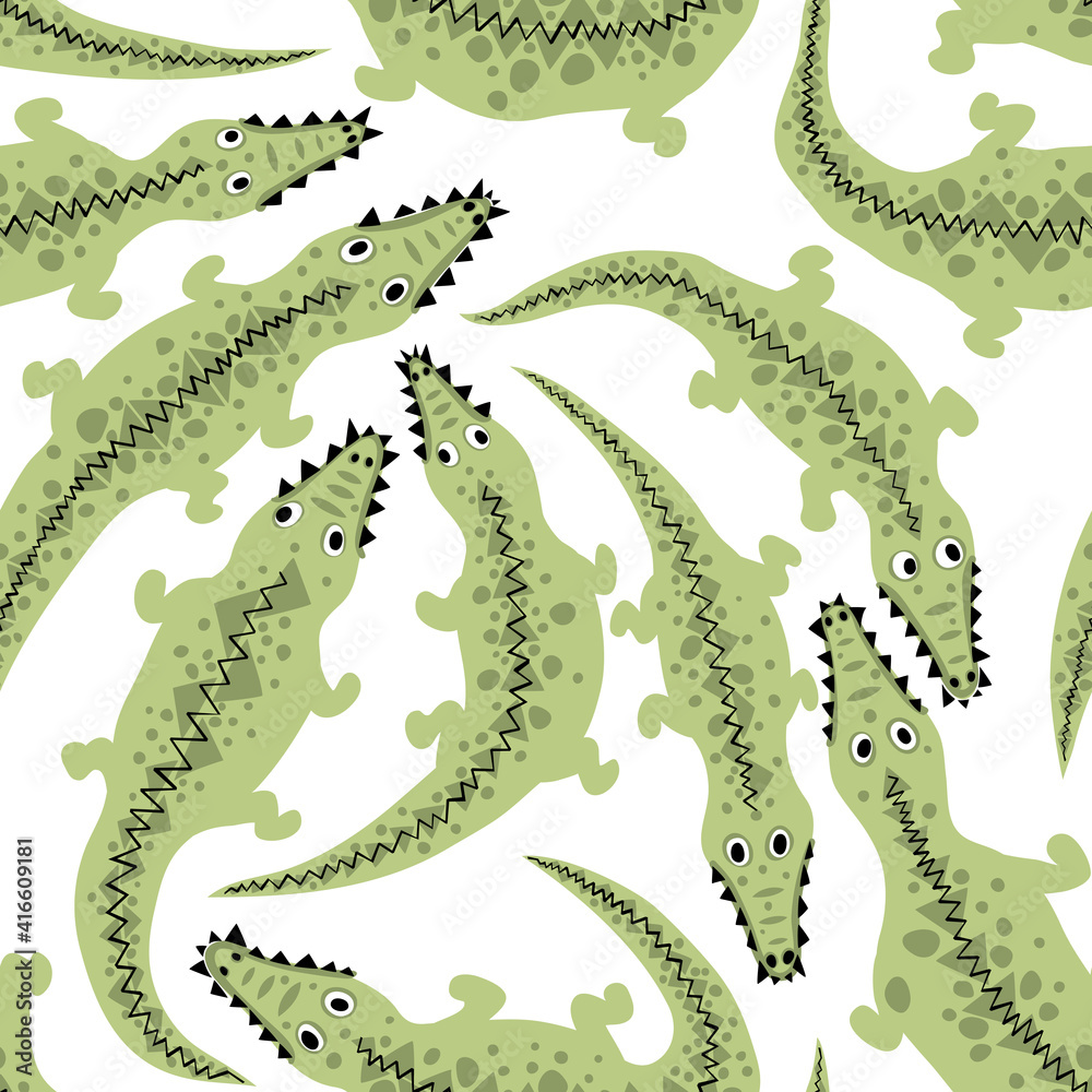 Obraz premium Seamless vector pattern with crocodiles
