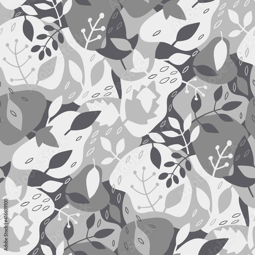 Seamless vector camouflage pattern with leaves