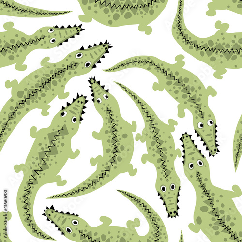 Seamless vector pattern with crocodiles