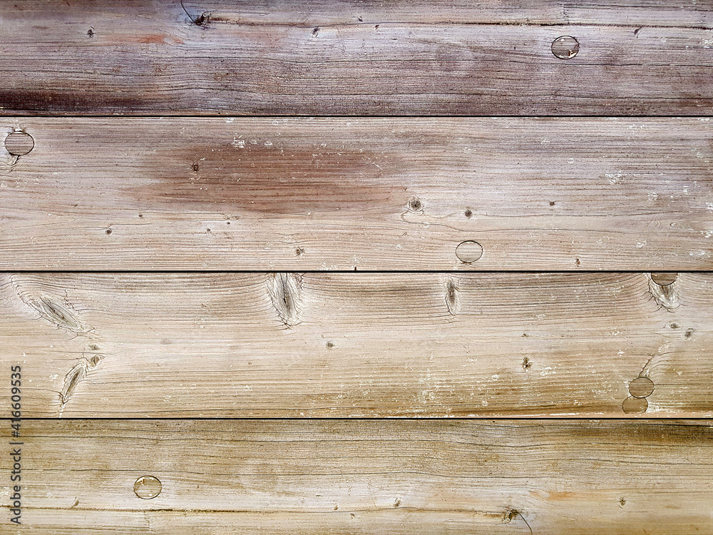 Obraz premium Top view of brown background wooden planks board texture.