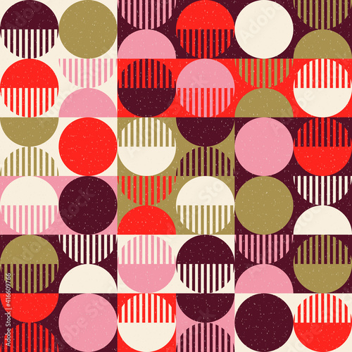 Modern vector abstract seamless geometric pattern with shapes, lines and elements in retro scandinavian style