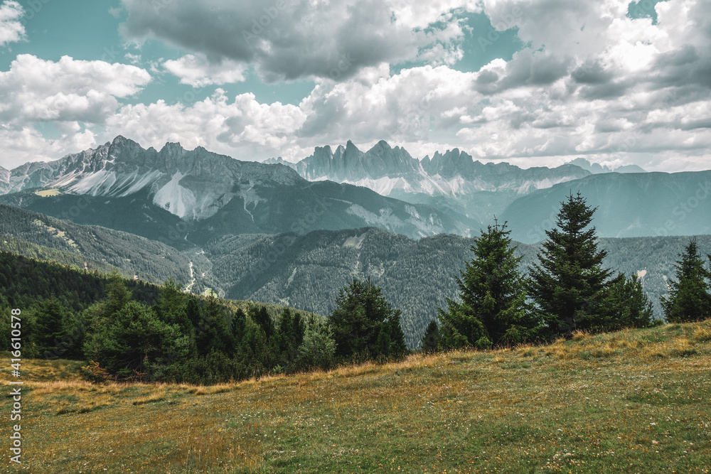 Panoramic view of the Dolomites, Italy.