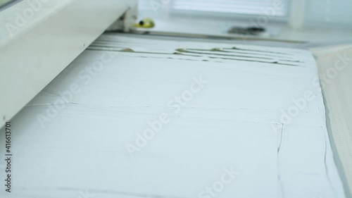 Sewing production. Fabric cutting shop.
