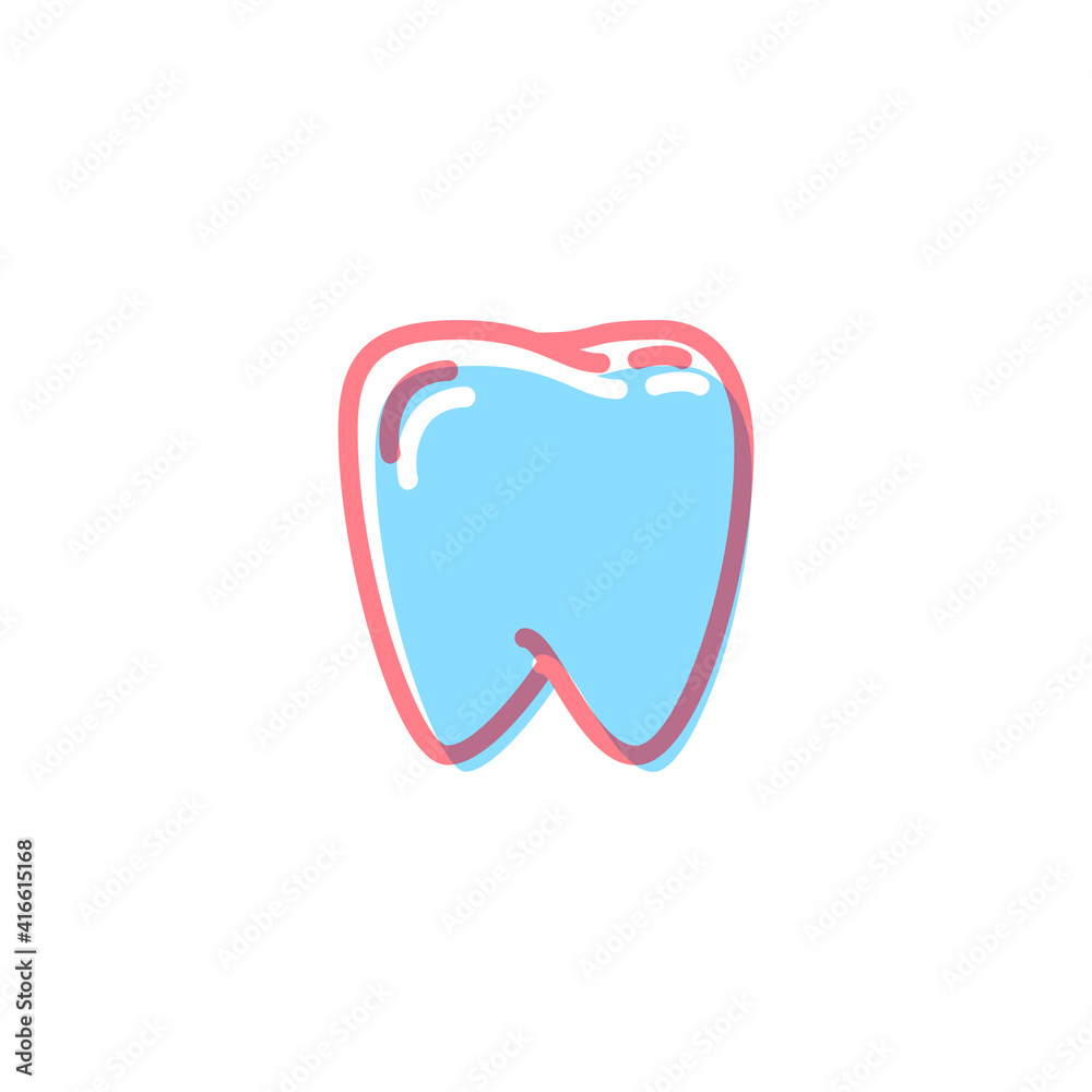 Tooth icon in modern colors on white Tooth icon in modern colors on white