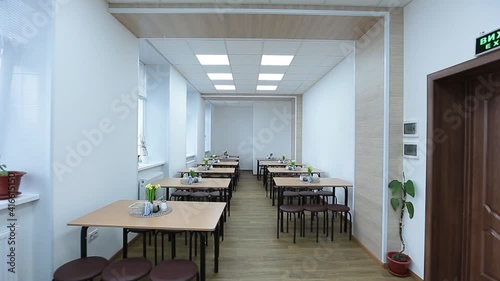 Dining room. Dining table. Empty room.