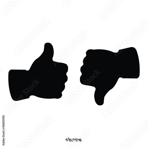 Thumbs up and down, like dislike icons for social network. Vector illustration.