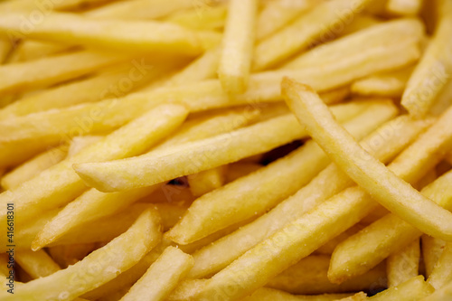 background of french fries close up macro