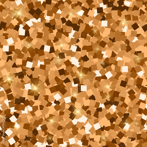 Glitter seamless texture. Adorable red gold particles. Endless pattern made of sparkling squares. Ex