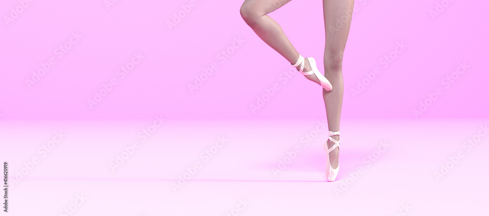 3D Ballerina legs in light classic pointe shoes 3D Ballerina legs in light classic pointe shoes
