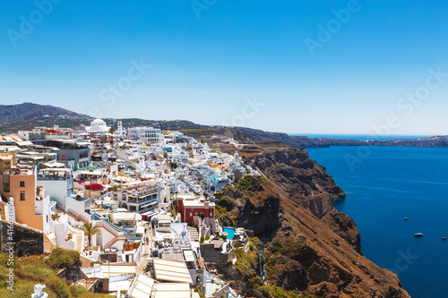 Top view on Fira town, Santorini island, Greece