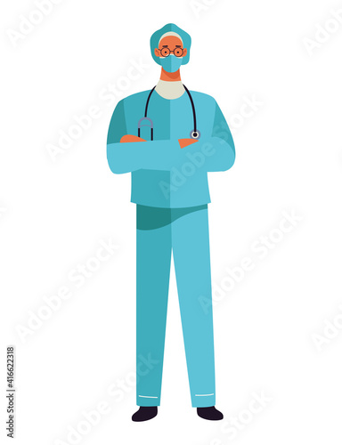 surgeon doctor wearing medical mask and stethoscope