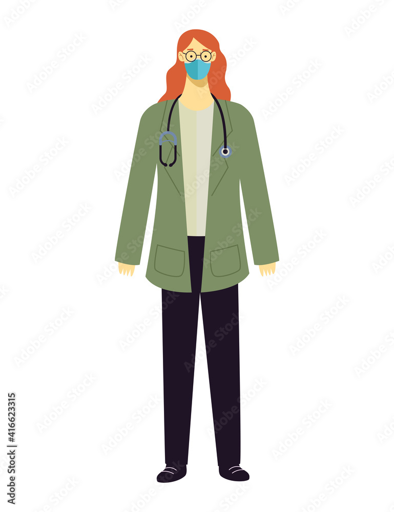 female doctor wearing medical mask and glasses with stethoscope female doctor wearing medical mask and glasses with stethoscope