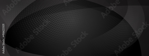 Abstract background made of curves and halftone dots in black and gray colors