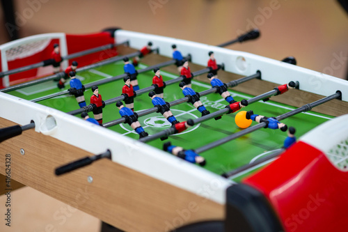 soft focus on table football. board games for children