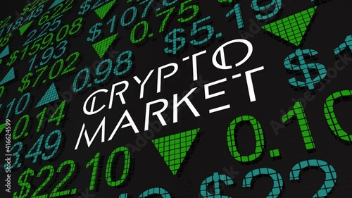 Crypto Market Currency Trading Price Share Board Ticker 3d Illustration