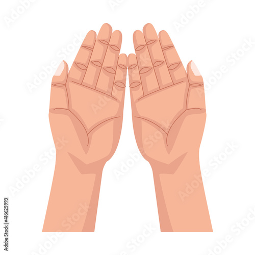 hands human up open isolated icon