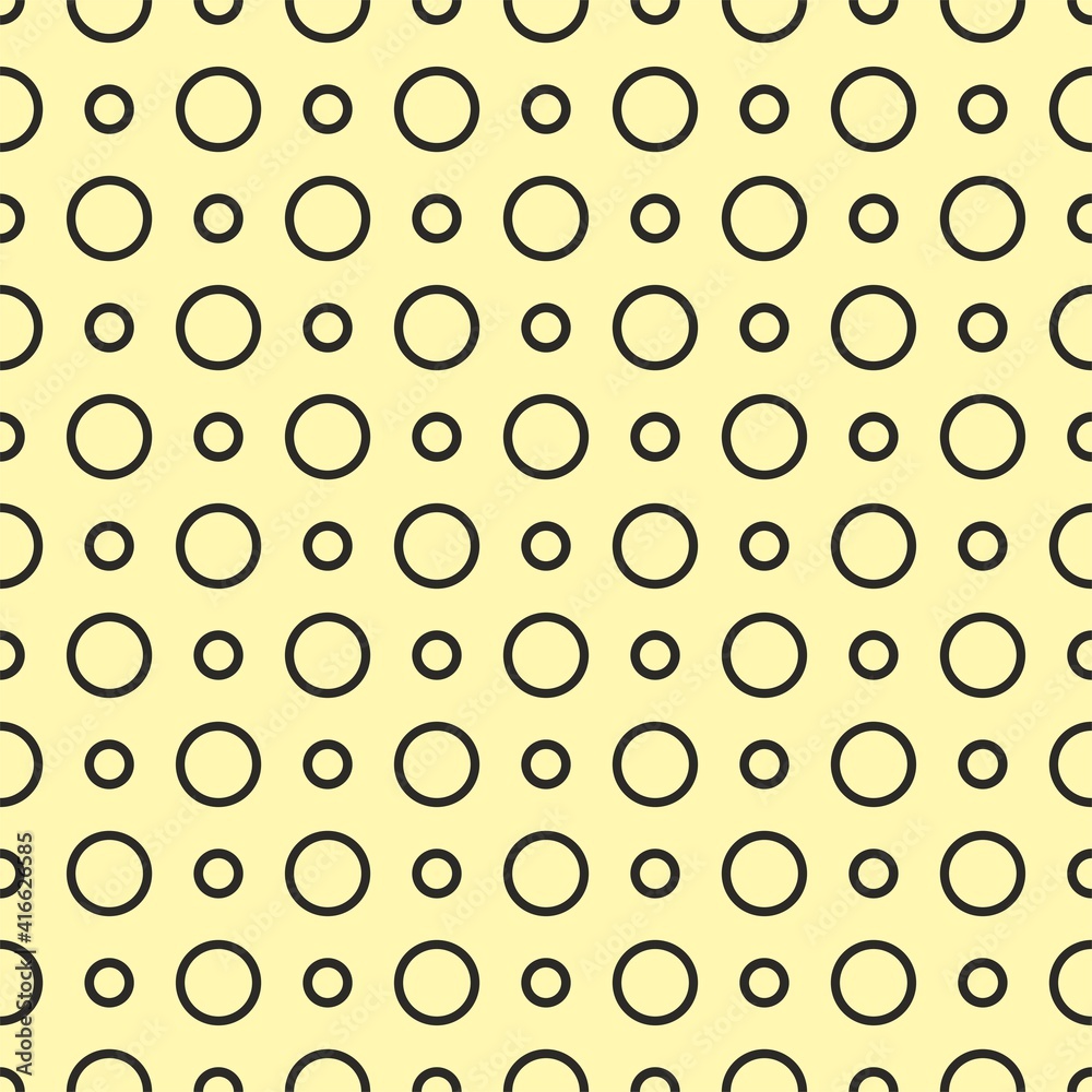 Tile vector pattern with black polka dots on yellow background