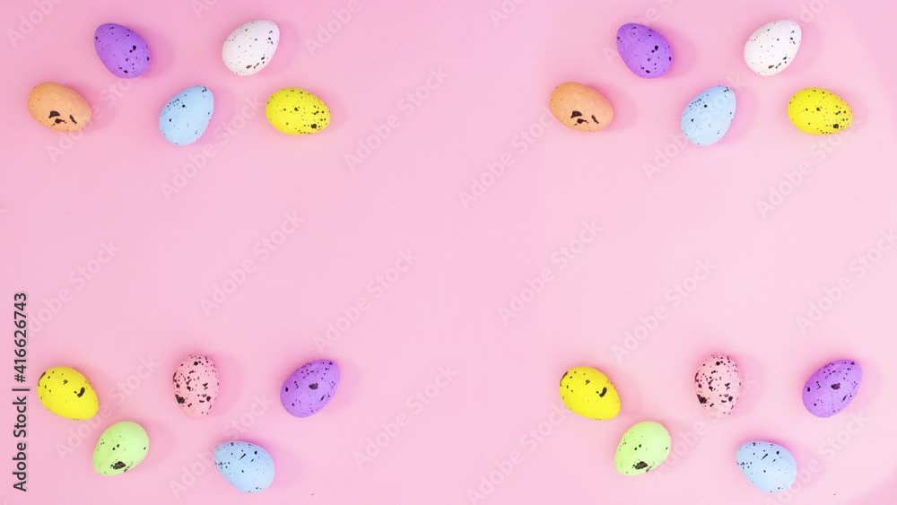 Double Happy Easter stop motion animation with text and colorful eggs