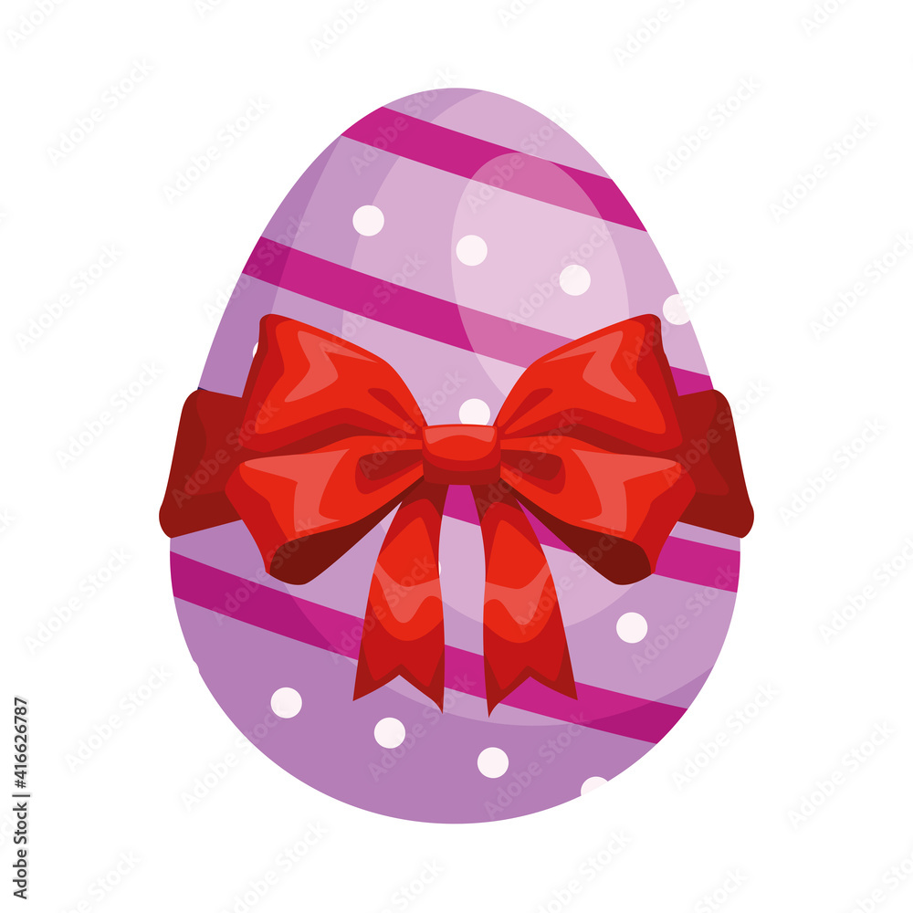 easter egg painted purple with ribbon red isolated icon easter egg painted purple with ribbon red isolated icon