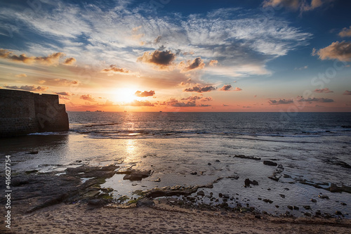 sunset on the Mediterranean coast, Israel
