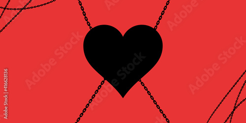 Heart chain on red 