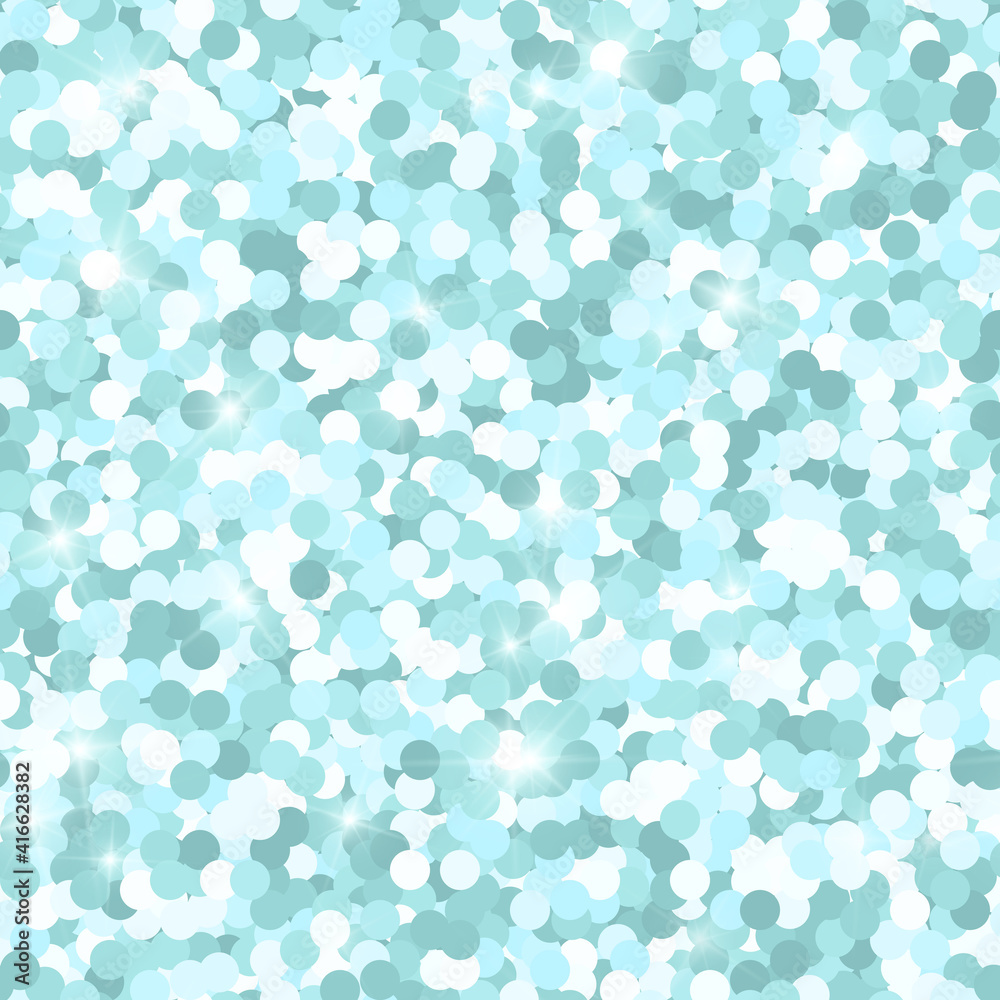 Glitter seamless texture. Actual mint particles. Endless pattern made of sparkling circles. Decent a