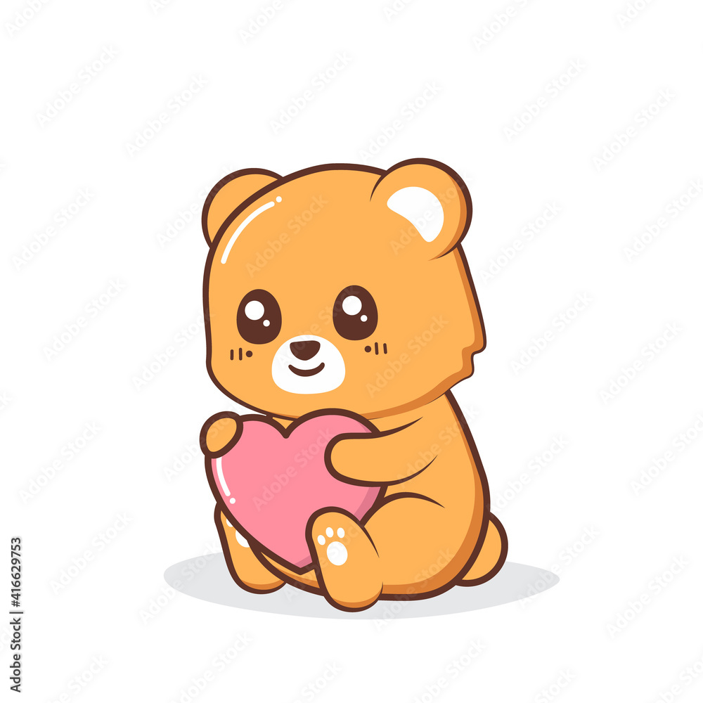 cute brown bear hugging a heart cute brown bear hugging a heart