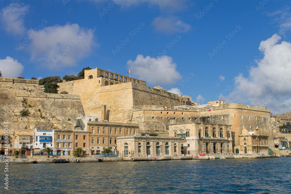 A view to The Upper Barrakka Garden in Valletta, Malta