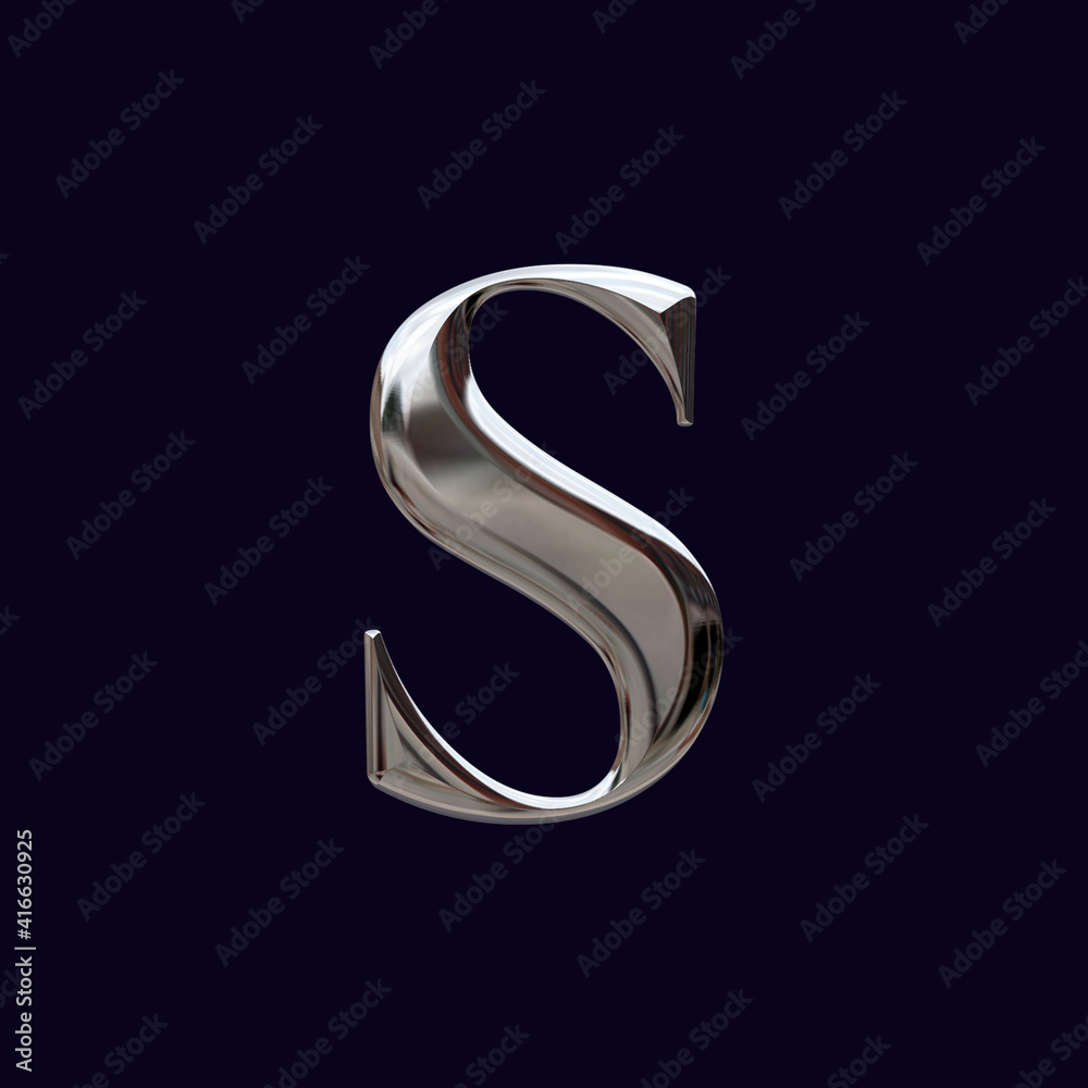 Metallic Silver Alphabet Letters Collection Stock Illustration