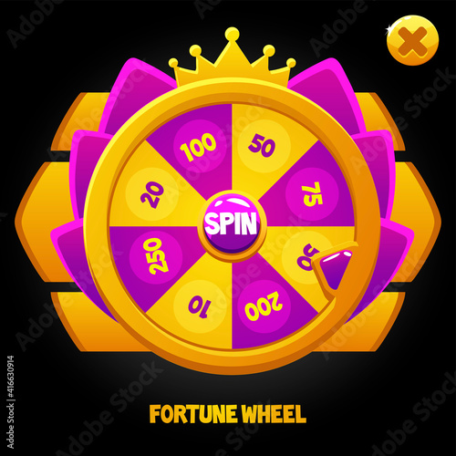 Vector purple spin wheel for the game.