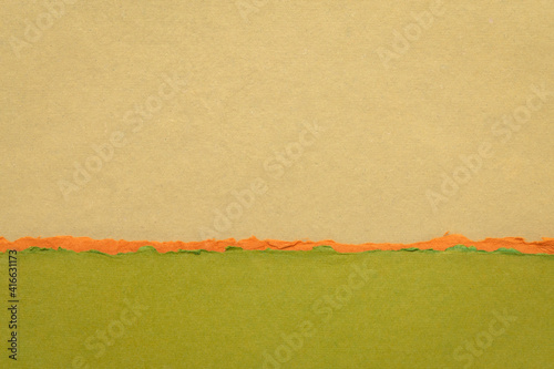 abstract landscape in brown and green pastel tones - a collection of handmade rag papers