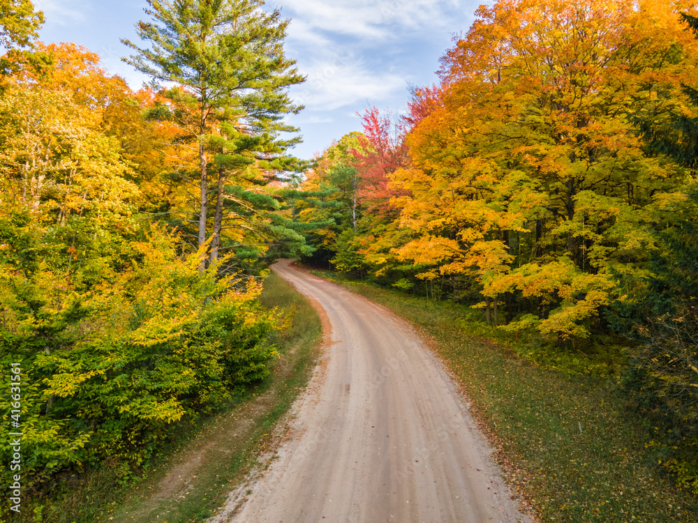 Colorful scenic drive in autumn through the central Michigan countryside near Cadillac Colorful scenic drive in autumn through the central Michigan countryside near Cadillac