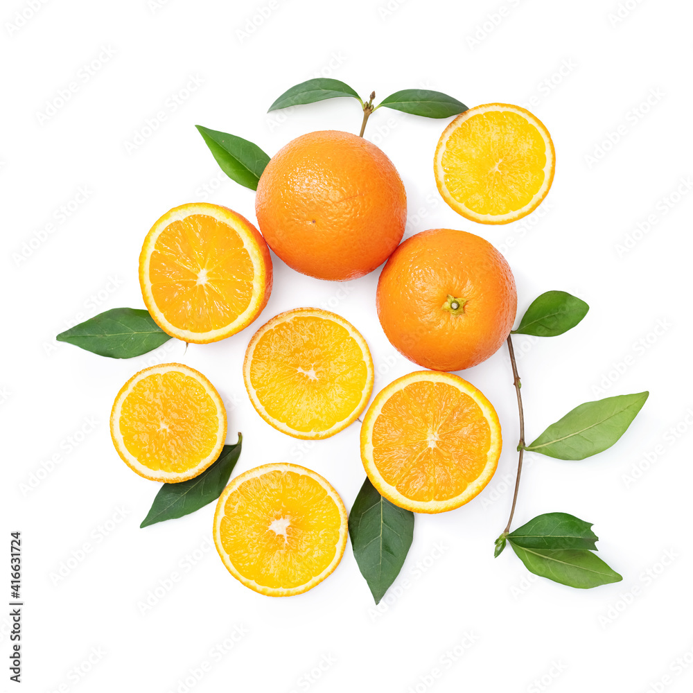 fresh various orange slices isolated on white fresh various orange slices isolated on white