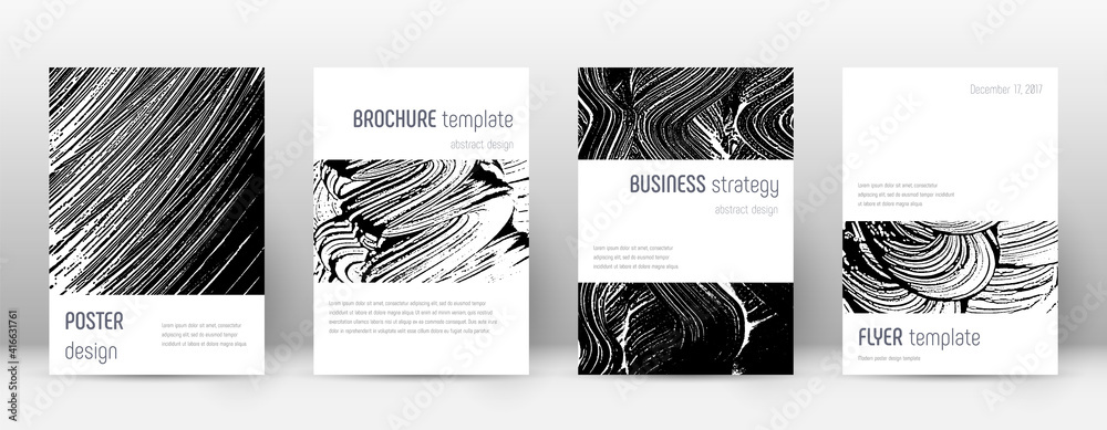 Cover page design template. Minimalistic brochure layout. Classic trendy abstract cover page. Black