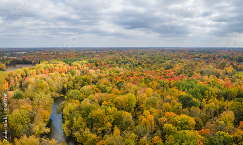 Autumn landscape of the Chippewa River and the central Michigan Countryside