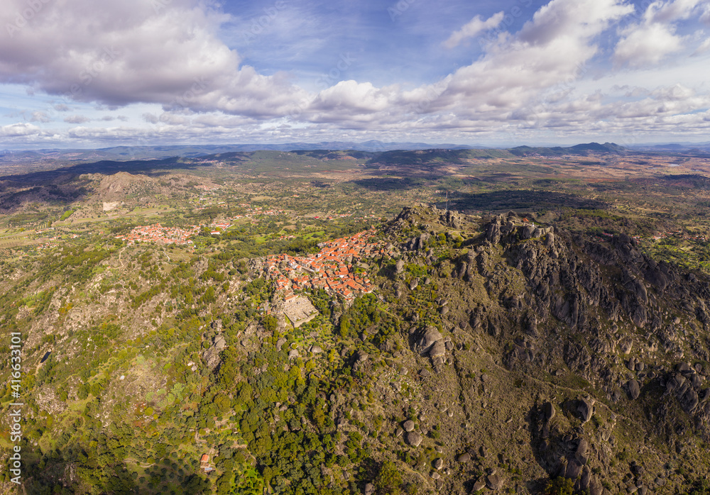 Obraz premium Drone aerial panorama view of Monsanto historic village, in Portugal