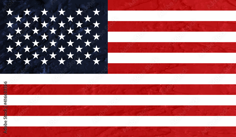 Naklejka premium American flag. Grunge old flag USA isolated white background.