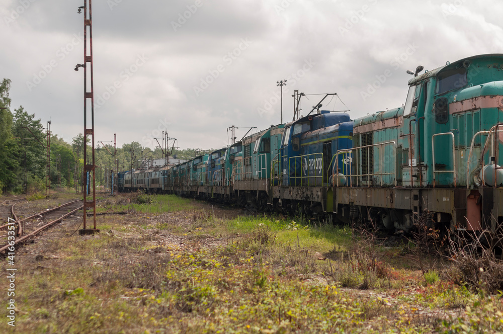 Abandoned train graveyard in Łódź, Poland Abandoned train graveyard in Łódź, Poland